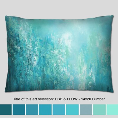 Decorative pillow covers in teal green, blue, turquoise, grey and white - image2